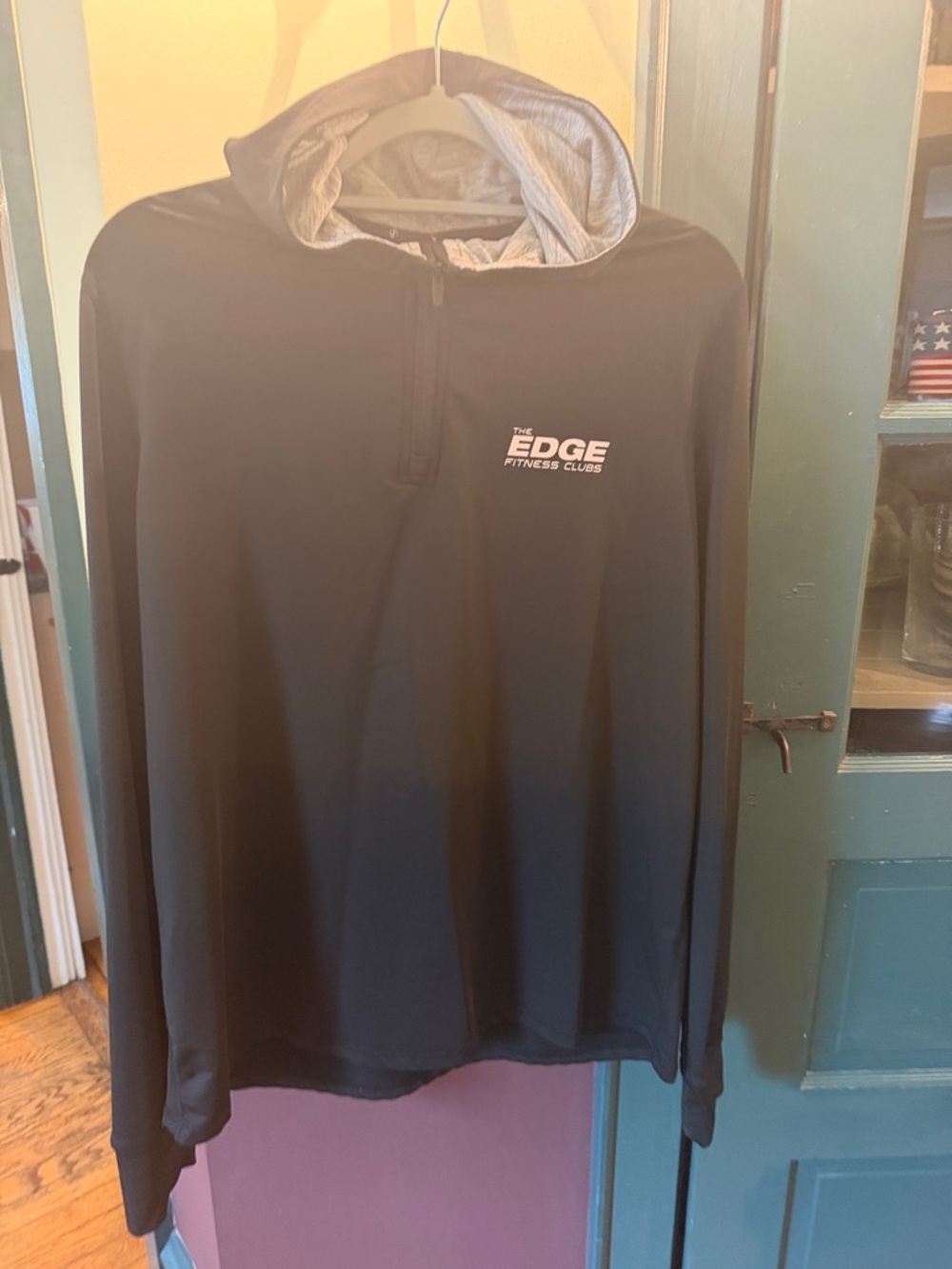 edge Black Hooded Pullover with Gray Lined Hood